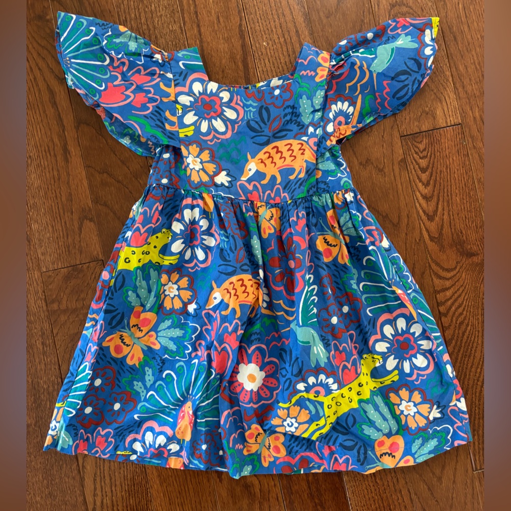 Mini Boden Blue and Orange Floral Dress
